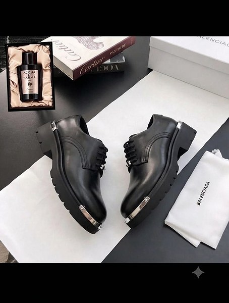 Genetic Men's Luxury Black Leather Lace-Up Shoes