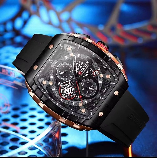 Curren 8442 Unique Square Luxury Sports Watch With Box 2