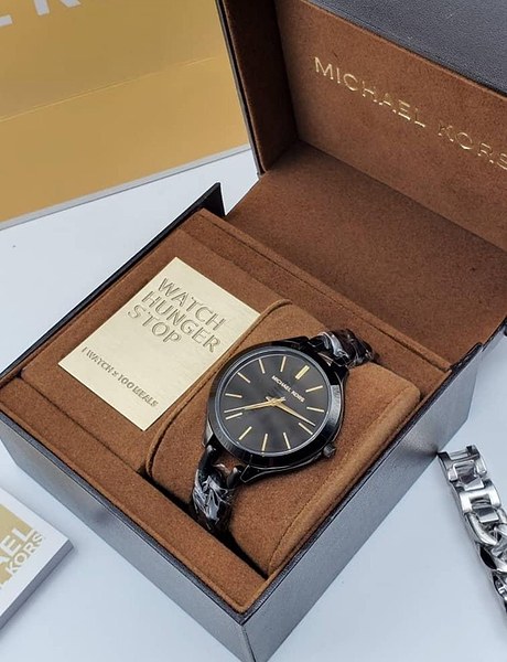Michael Kors Slim Runway black chain watch