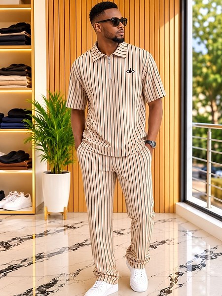 MF Striped Zip Polo Shirt 2