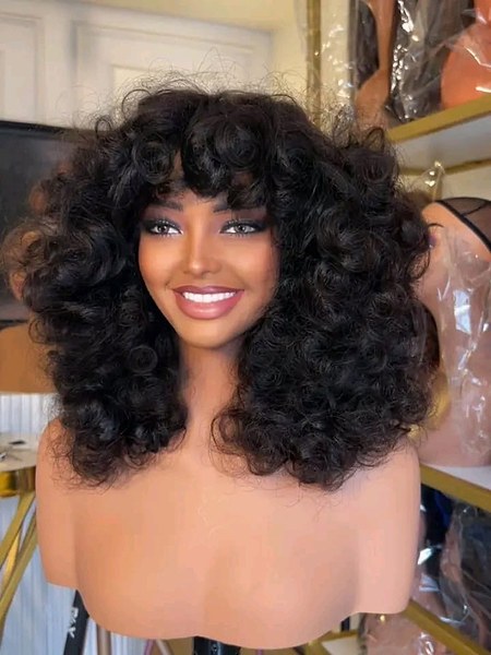 Afro Bounce" / "Celebrity Curly Bangs 100% virgin human hair sdd 16 inches