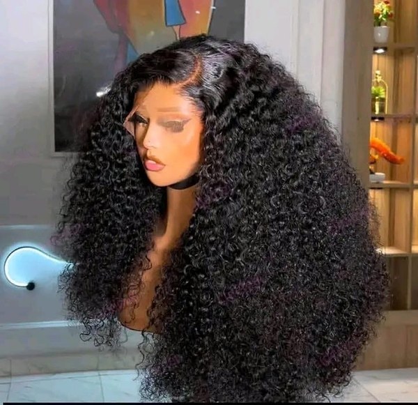 (SDD) Pixie Curl Human color 1 Hair Lace Frontal Wig, typically featured in a 22-inch or 24-inch luxury length with 300g full volume