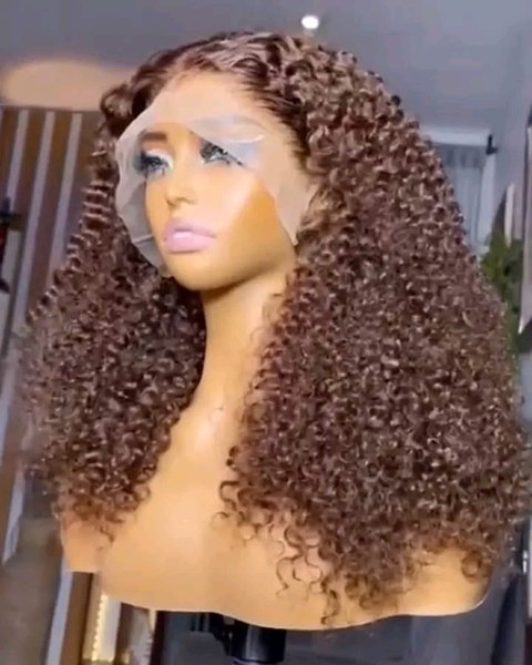 18-inch 13x4 Lace Frontal Pixie Curl Wig in a rich chocolate brown shade, featuring tight,sdd  high-volume bouncy curls