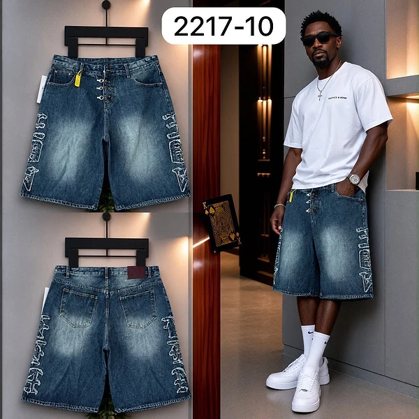 Men’s Blue Graphic Denim Shorts