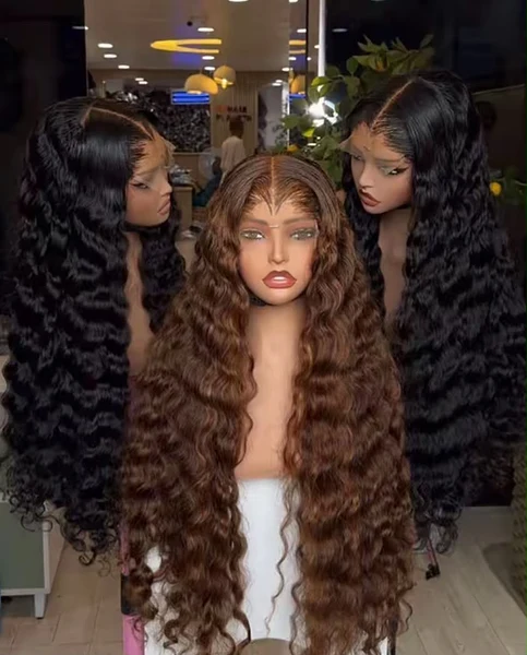 Full frontal human hair blend deep wave